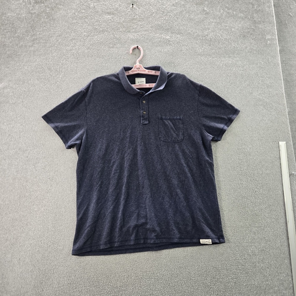 Lucky Brand Men Polo XL Navy Casual Button Short Sleeve READ